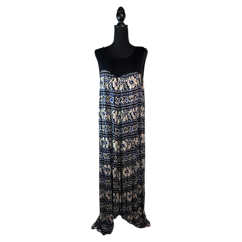 Lucky Brand Black and Cream Maxi Dress